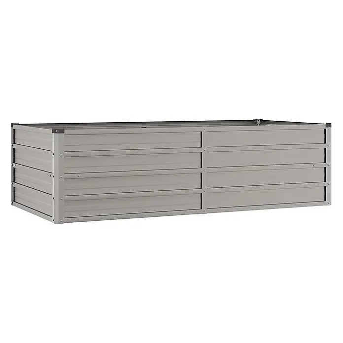 Furnicato Hochbeet - 160 x 80 x 45 cm, Stahl, Braun - Graues, rechteckiges Hochbeet aus Metall mit horizontalen Paneelen.