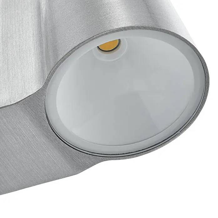 Lindby Außenwandleuchte Illuvia - alu / grau / zink, alu / grau / zink, IP44 - Gebürstete Aluminium-Wandleuchte mit weißem Diffusor und warmer gelber LED.