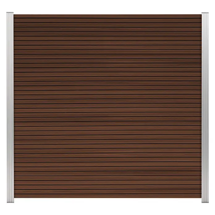 GartenLand Steckzaun-Element Shadowline - B x H: 180 x 180 cm, Ipé, Verbundwerkstoff - Braun lamellierter Sichtschutzzaun mit silbernem Rahmen.