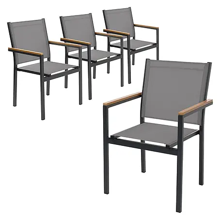 ML-Design  Gartenstuhl-Set 4er Set Gartenstühle mit Armlehnen-Holzoptik