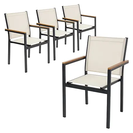 ML-Design  Gartenstuhl-Set 4er Set Gartenstühle mit Armlehnen-Holzoptik