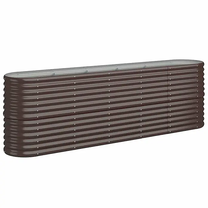 Furnicato Hochbeet - 224 x 40 x 68 cm, Stahl, Braun - Dunkelbraunes Hochbeet aus Wellblech mit abgerundeten Enden, ideal zum Bepflanzen.