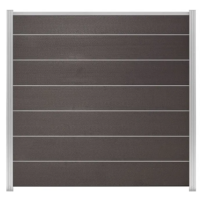 GartenLand Steckzaun-Element Ameland Exclusive - B x H: 180 x 180 cm, Anthrazit, Verbundwerkstoff - Dunkelgrauer, texturierter Sichtschutz mit hellgrauen Querstreben und Rahmen.