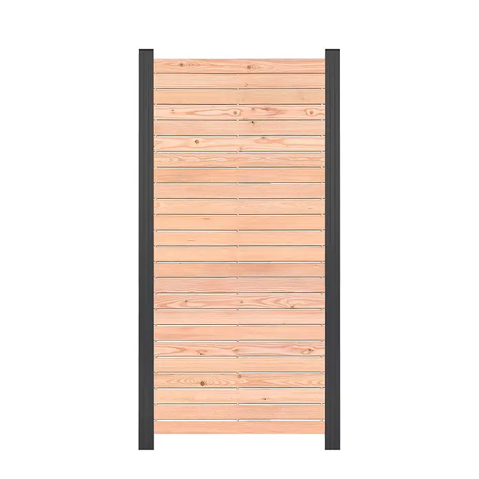 GartenLand Steckzaun-Element Westerland - B x H: 81,5 x 180 cm, Lärche, Holz - Holzsichtschutzwand mit horizontalen hellen Holzlamellen und dunkelgrauen vertikalen Pfosten.