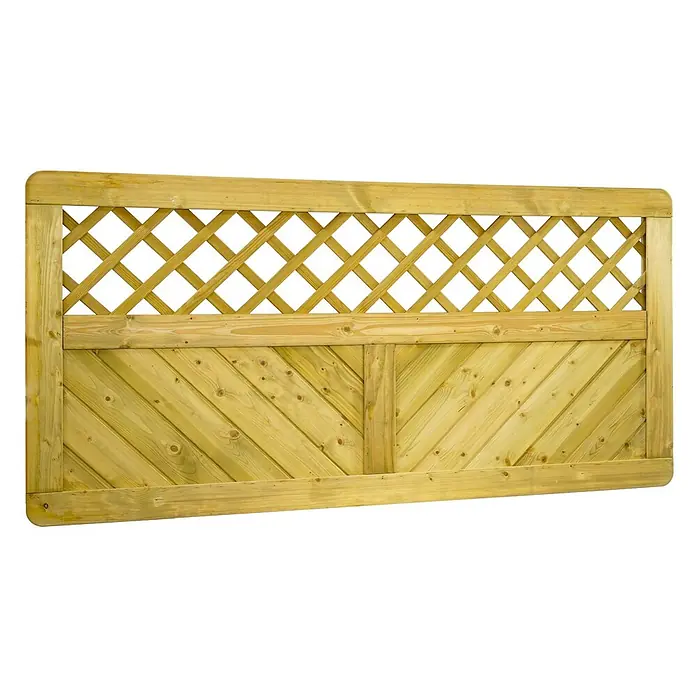 GartenLand Sichtschutzelement INNSBRUCK MASSIV - B x H: 180 x 90 cm, Holz, Fichte KDI Grün - Behandeltes Holzzaunfeld mit dekorativem Rautenrankgitter oben und schräg verlaufenden Lamellen unten.
