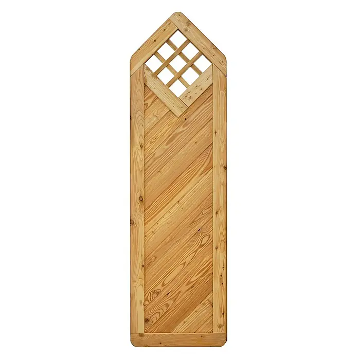 GartenLand Sichtschutzelement NIZZA - B x H: 60 x 210 cm, Holz, Lärche - Gewölbtes Gartenrankgitter aus Naturholz mit Rautenmuster oben und diagonalen Latten.