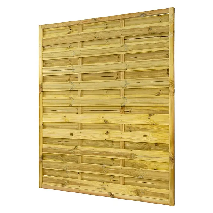 GartenLand Sichtschutzelement VARIO - Holz, Kiefer KDI Grün - Heller Holzzaun mit geflochtenem Lattenmuster, ideal für Sichtschutz.