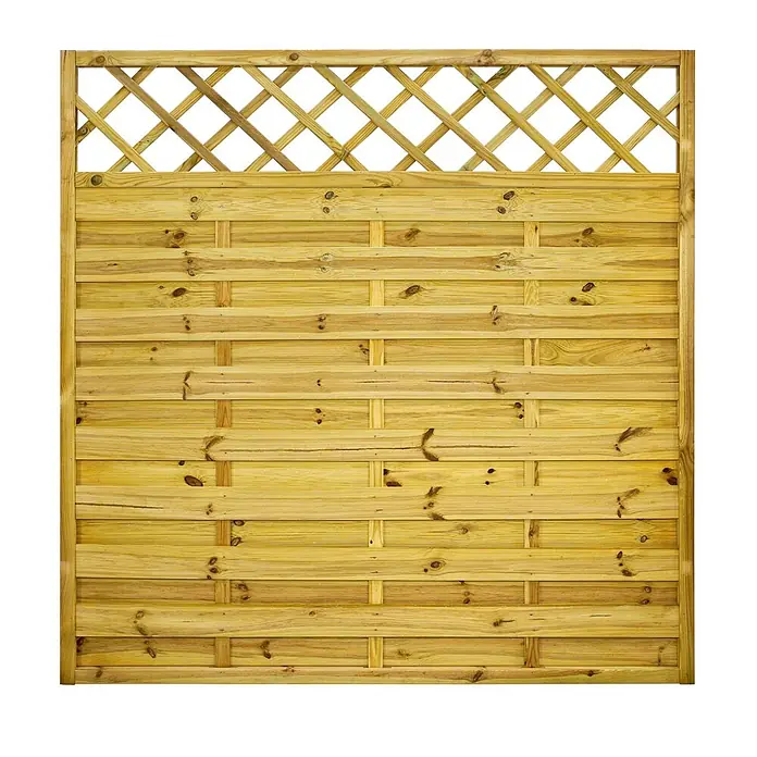 GartenLand Sichtschutzelement VARIO - B x H: 180 x 180 cm, Holz, Kiefer KDI Grün - Hellbraunes Holzzaunelement mit dekorativem Rankgitter oben für Sichtschutz und Abgrenzung.