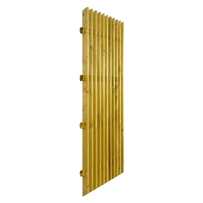 GartenLand Sichtschutzelement BERGAMO - B x H: 90 x 180 cm, Holz, Fichte KDI Grün - Hellbraune Lattenzaunplatte aus Holz mit sichtbaren Verbindungsstücken an der Seite.
