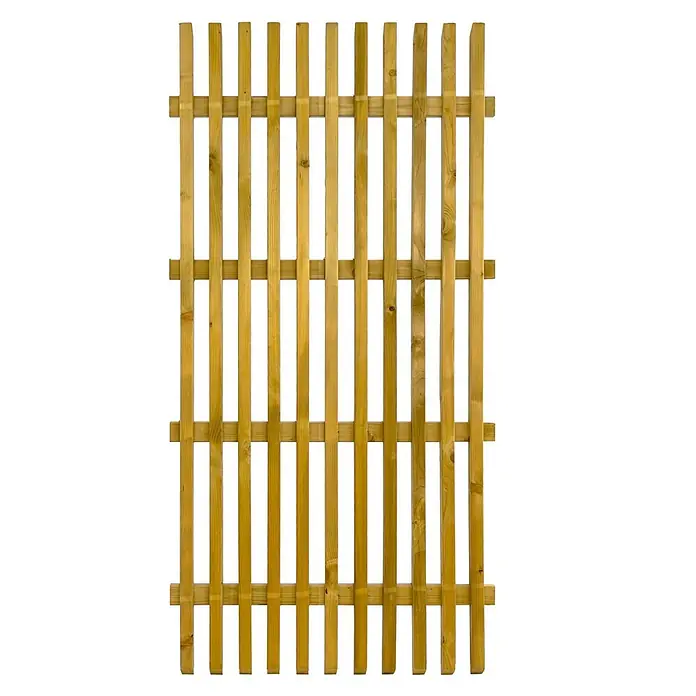 GartenLand Sichtschutzelement BERGAMO - B x H: 90 x 180 cm, Holz, Fichte KDI Grün - Hellbraunes Holz-Rankgitter mit vertikalen und horizontalen Latten.