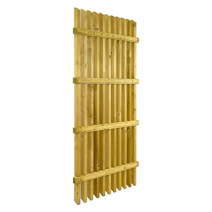 GartenLand Sichtschutzelement BERGAMO - B x H: 90 x 180 cm, Holz, Fichte KDI Grün - Behandeltes Holzzaunfeld mit vertikalen Latten und horizontalen Streben.