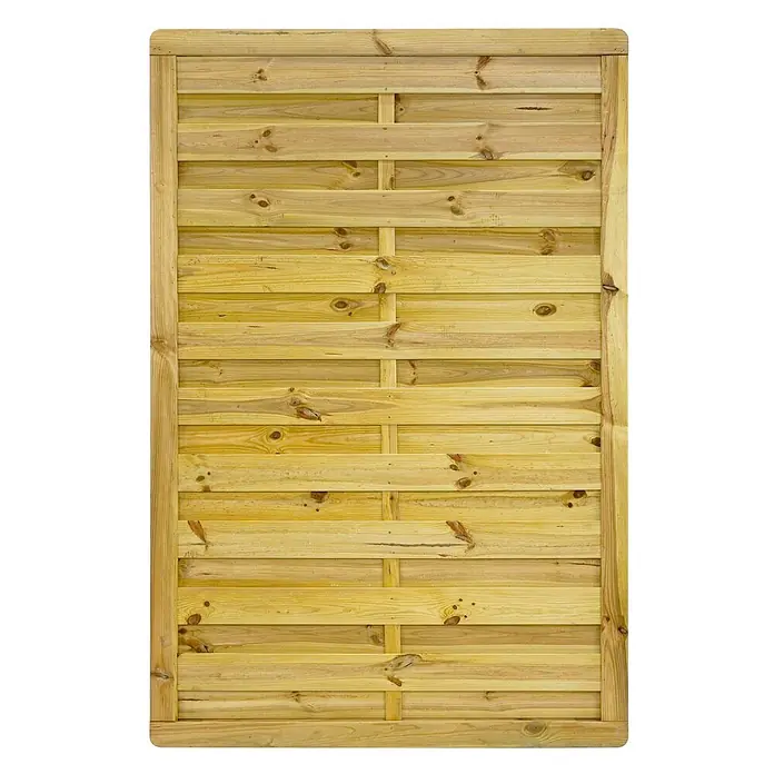 GartenLand Sichtschutzelement VARIO MASSIV - B x H: 120 x 180 cm, Holz, Kiefer KDI Grün - Heller Holzzaunpaneel mit horizontalen Lamellen.