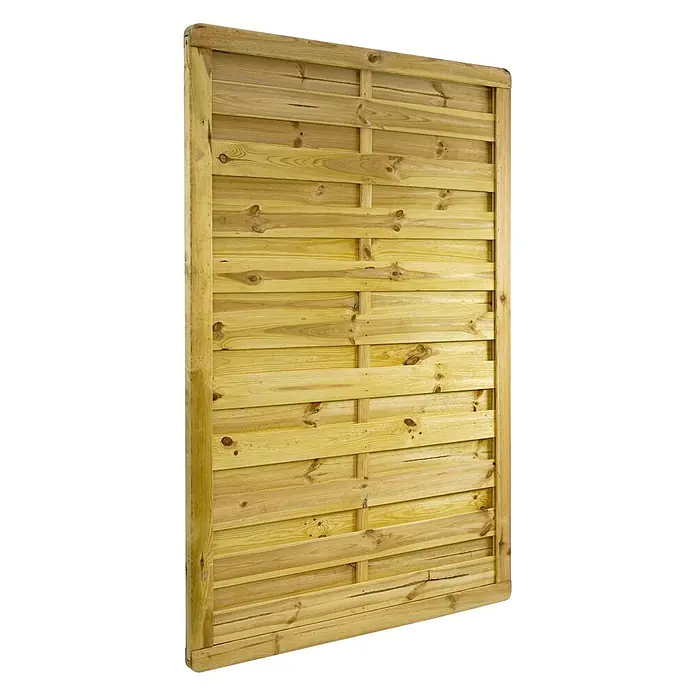GartenLand Sichtschutzelement VARIO MASSIV - B x H: 120 x 180 cm, Holz, Kiefer KDI Grün - Heller Holzzaun mit horizontalen Latten.