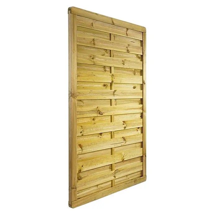 GartenLand Sichtschutzelement VARIO MASSIV - B x H: 120 x 180 cm, Holz, Kiefer KDI Grün - Helles Holz-Sichtschutzelement mit horizontalen Latten und abgerundeter Oberkante.