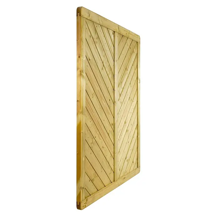 GartenLand Sichtschutzelement INNSBRUCK MASSIV - B x H: 150 x 180 cm, Holz, Fichte KDI Grün - Heller Holzzaun mit diagonalen Brettern für den Garten.