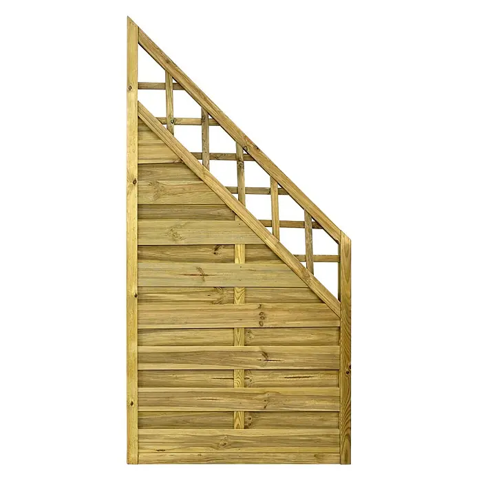 GartenLand Sichtschutzelement VARIO - B x H: 90 x 180 cm, Holz, Kiefer KDI Grün - Holzzaunfeld mit horizontalen Latten und schrägem Spalieraufsatz.