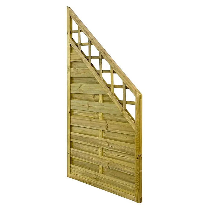 GartenLand Sichtschutzelement VARIO - B x H: 90 x 180 cm, Holz, Kiefer KDI Grün - Lamellen-Zaunfeld aus kesseldruckimprägniertem Holz mit diagonalem Spalier.