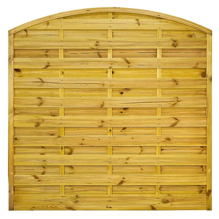 GartenLand Sichtschutzelement VARIO - B x H: 180 x 180 cm, Holz, Kiefer KDI Grün - Gartenzaunpaneel aus hellem Holz mit Rundbogen und horizontalen/vertikalen Latten.