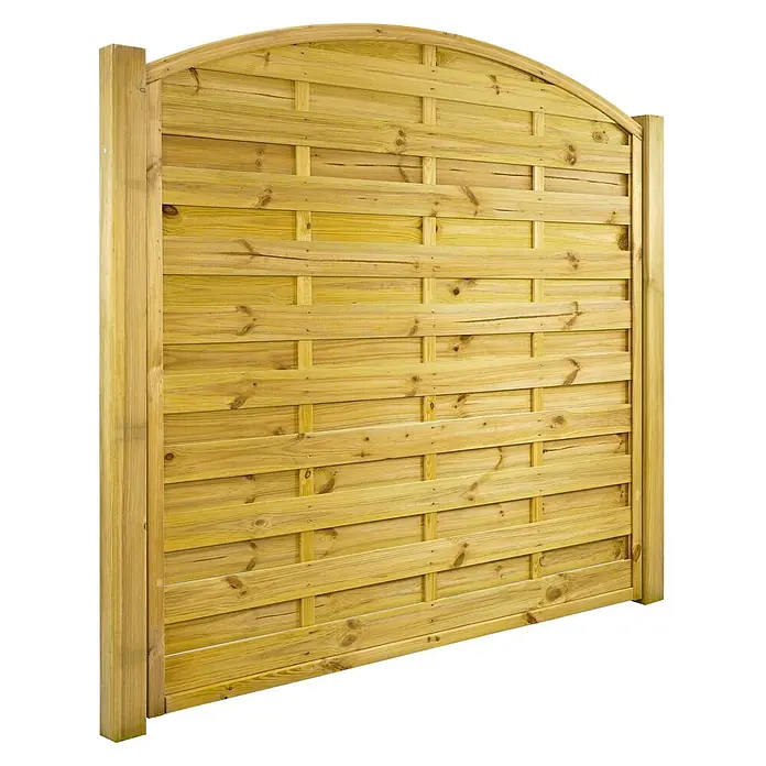 GartenLand Sichtschutzelement VARIO - B x H: 180 x 180 cm, Holz, Kiefer KDI Grün - Heller Holzzaun mit Rundbogen, horizontalen Latten im Flechtmuster und stabilen Seitenpfosten.