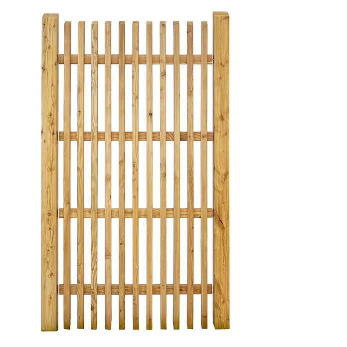 GartenLand Sichtschutzelement WIEN - B x H: 90 x 180 cm, Holz, Lärche - Helles braunes Holztor mit vertikalen Latten.