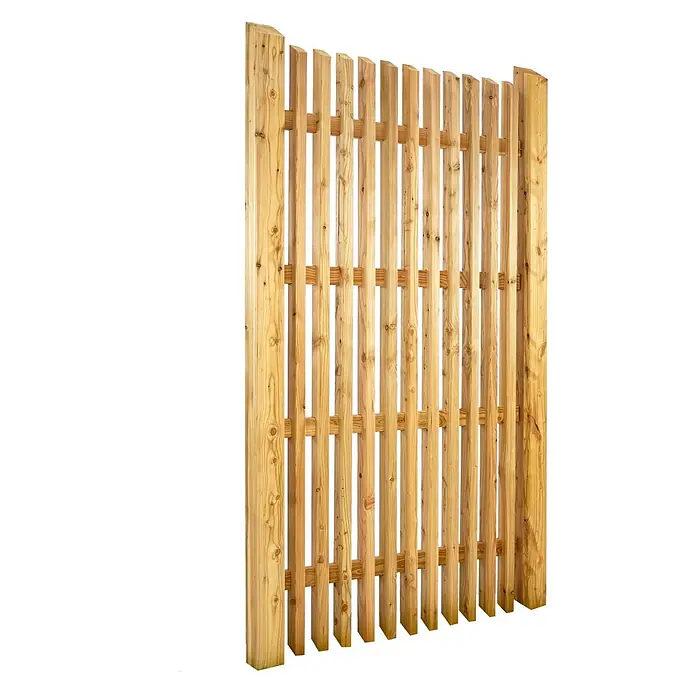GartenLand Sichtschutzelement WIEN - B x H: 90 x 180 cm, Holz, Lärche - Helles Holzzaunfeld mit vertikalen Latten und Querstreben, abgeschrägte Oberkanten.