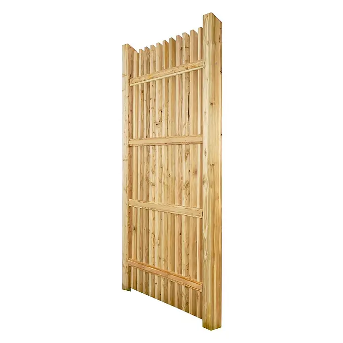 GartenLand Sichtschutzelement WIEN - B x H: 90 x 180 cm, Holz, Lärche - Stabiles Zaunelement aus hellem Naturholz mit vertikalen Latten und horizontalen Querriegeln zwischen robusten Pfosten.