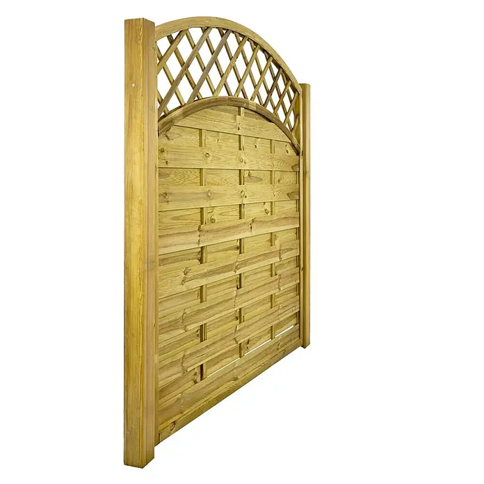 GartenLand Sichtschutzelement VARIO - B x H: 180 x 180 cm, Holz, Kiefer KDI Grün - Heller Holzzaun mit gewölbtem Spalieraufsatz für Garten und Sichtschutz.
