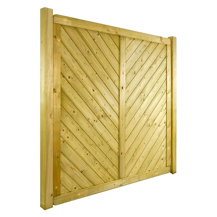 GartenLand Sichtschutzelement INNSBRUCK MASSIV - B x H: 180 x 180 cm, Holz, Fichte KDI Grün - Helles, behandeltes Holzzaunelement mit diagonalen Latten und vertikaler sowie horizontaler Rahmenverstärkung.