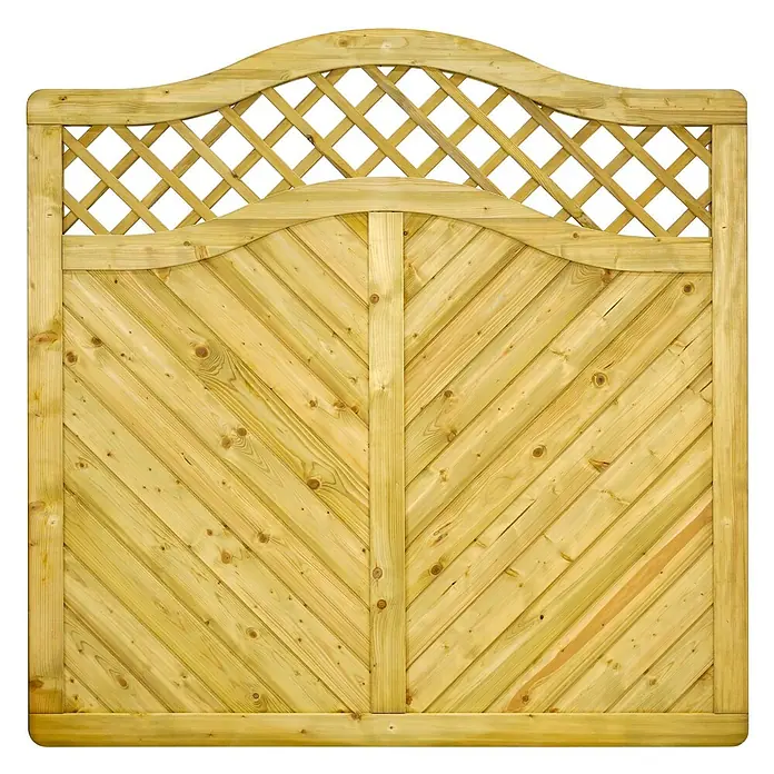 GartenLand Sichtschutzelement INNSBRUCK MASSIV - B x H: 180 x 180 cm, Holz, Fichte KDI Grün - Gartentor aus hellem Holz mit dekorativer geschwungener Oberseite, rautenförmigem Rankgitter und V-förmigen Diagonalbrettern.