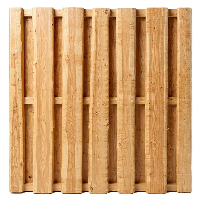GartenLand Holz Zaun Bonanza Bretterzaun ca. 180x180cm Lärche natur -  - Hellbraunes Zaunelement aus Holz mit vertikalen Planken und Querstreben.