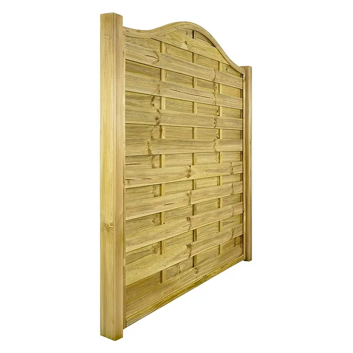 GartenLand Sichtschutzelement VARIO - B x H: 180 x 180 cm, Holz, Kiefer KDI Grün - Behandeltes Holzzaunpaneel für den Garten mit gewölbter Oberseite und geflochtenem Lattenmuster.