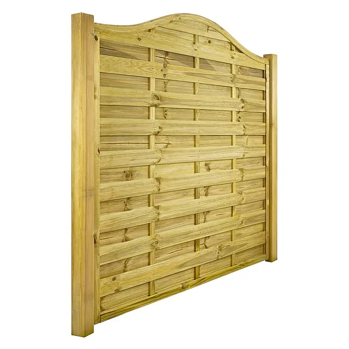 GartenLand Sichtschutzelement VARIO - B x H: 180 x 180 cm, Holz, Kiefer KDI Grün - Behandelte Holz-Zaunplatte mit horizontalen geflochtenen Latten und gewölbter Oberseite.