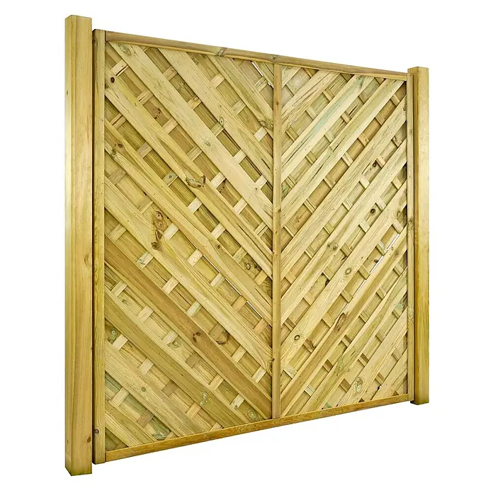 GartenLand Sichtschutzelement VARIO - B x H: 180 x 180 cm, Holz, Kiefer KDI Grün - Behandeltes Holzzaunfeld mit diagonalem Gitterdesign für den Garten.