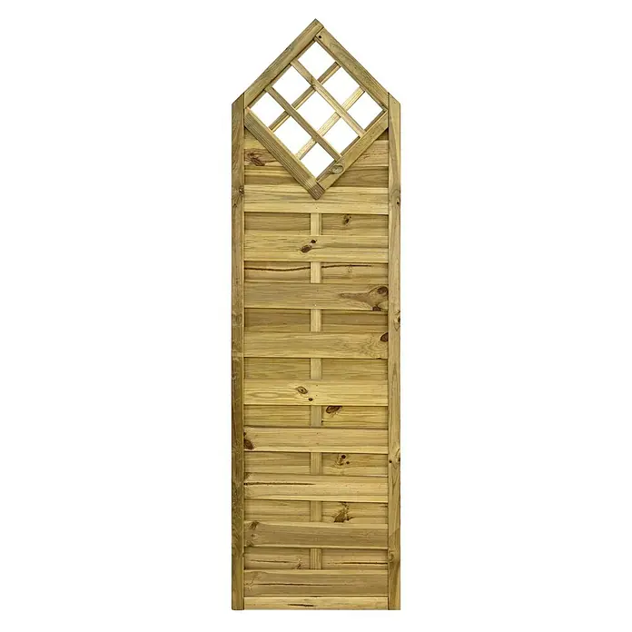 GartenLand Sichtschutzelement VARIO - B x H: 60 x 210 cm, Holz, Kiefer KDI Grün - Hölzernes Gartenzaunfeld mit horizontalen Lamellen und Rautenrankgitter oben.