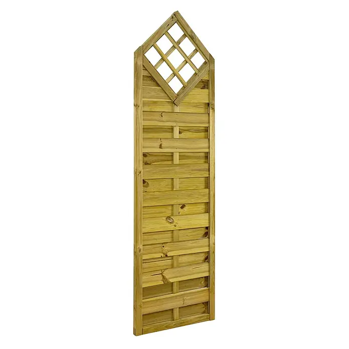 GartenLand Sichtschutzelement VARIO - B x H: 60 x 210 cm, Holz, Kiefer KDI Grün - Holz-Gartenzaunpaneel mit dekorativem Rankgitter oben und horizontalen Latten, ideal für Sichtschutz oder Pflanzen.
