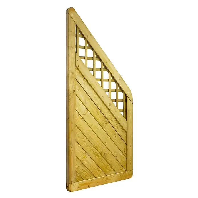 GartenLand Sichtschutzelement INNSBRUCK MASSIV - B x H: 90 x 180 cm, Holz, Fichte KDI Grün - Behandeltes Holztor mit diagonalen Latten und integriertem Spalier, mit abgerundeten Ecken.