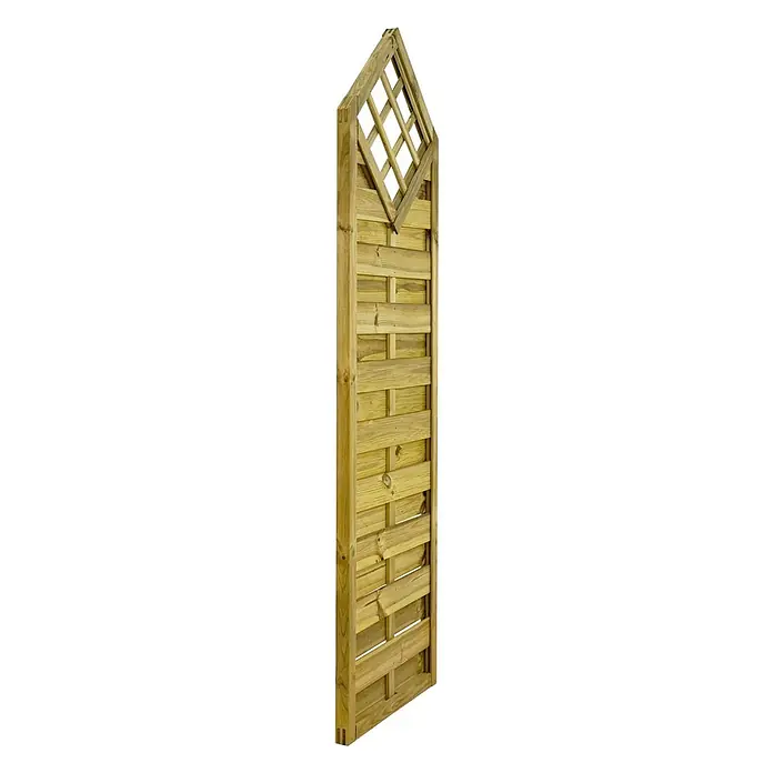 GartenLand Sichtschutzelement VARIO - B x H: 60 x 210 cm, Holz, Kiefer KDI Grün - Holz-Gartenzaunfeld mit horizontalen Lamellen und dekorativem Rauten-Rankgitter oben.