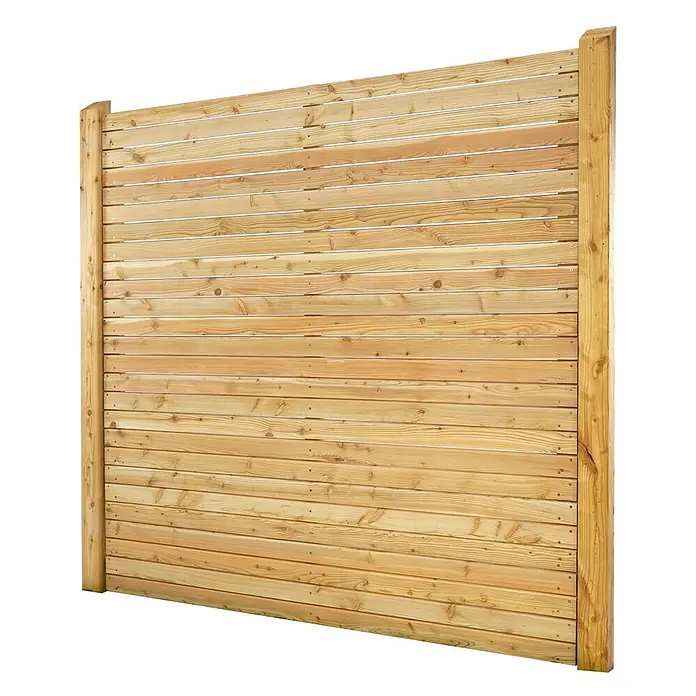 GartenLand Sichtschutzelement SALZBURG DELUXE - B x H: 179 x 180 cm, Holz, Lärche - Helle Holzsichtschutzwand mit horizontalen Latten und stabilen Pfosten.