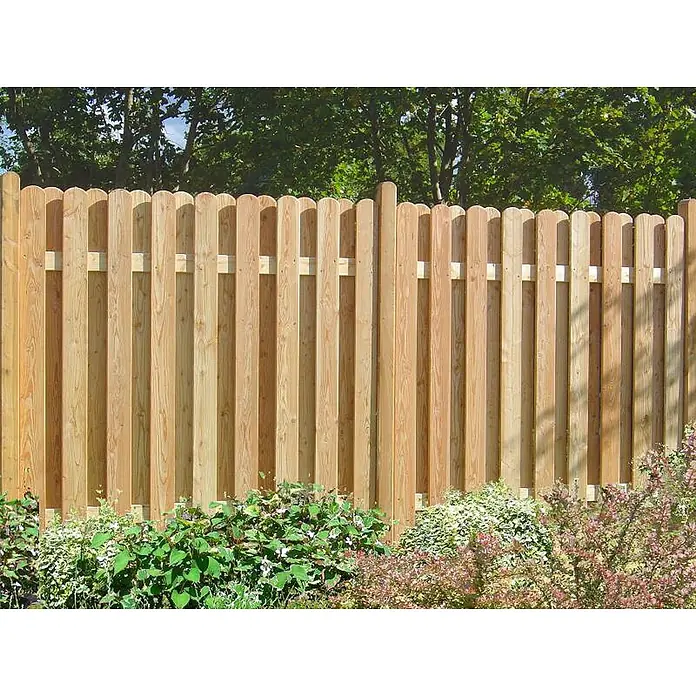 GartenLand Sichtschutzelement MAILAND - B x H: 90 x 180 cm, Holz, Lärche - Naturholz-Zaun mit senkrechten Latten und abgerundeten Spitzen für Garten-Sichtschutz.