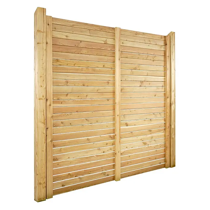 GartenLand Sichtschutzelement SALZBURG DELUXE - B x H: 179 x 180 cm, Holz, Lärche - Helle Holz-Sichtschutzwand mit horizontalen Latten und vertikalen Pfosten, ideal für den Garten.