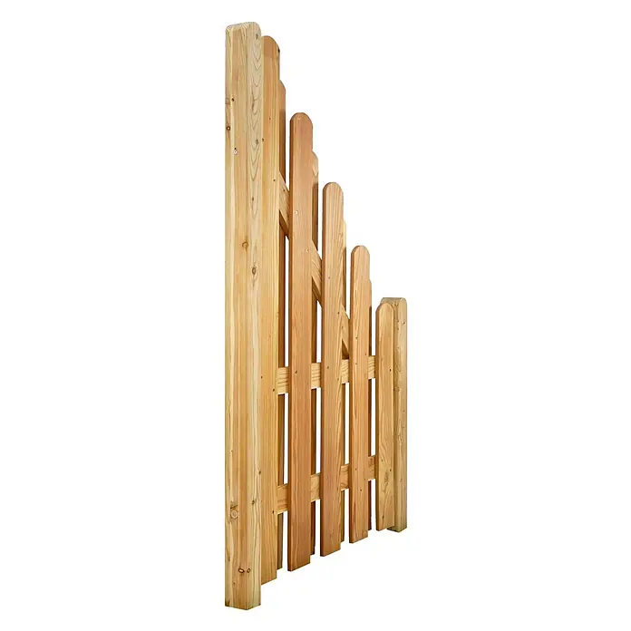 GartenLand Sichtschutzelement MAILAND - B x H: 90 x 180 cm, Holz, Lärche - Helles Holzzaunelement mit vertikalen, gestuften Latten und diagonalen Streben.