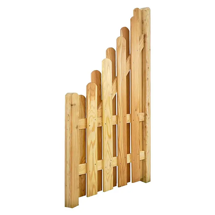 GartenLand Sichtschutzelement MAILAND - B x H: 90 x 180 cm, Holz, Lärche - Hellbrauner Holzzaunabschnitt mit gestuften Zaunlatten und Querriegeln, in natürlicher Holzmaserung.