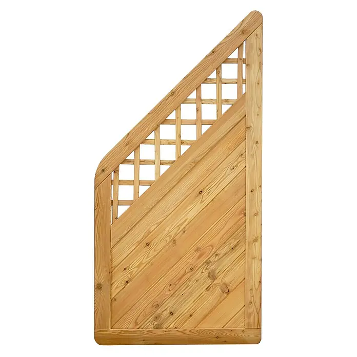 GartenLand Sichtschutzelement NIZZA - B x H: 90 x 180 cm, Holz, Lärche - Holzelement für Gartentor mit diagonaler Oberseite, Gittereinsatz und massiven Diagonalbrettern in Naturholzoptik.