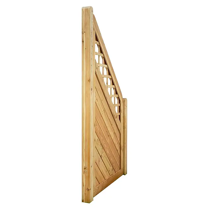 GartenLand Sichtschutzelement NIZZA - B x H: 90 x 180 cm, Holz, Lärche - Helles Holzzauntor mit diagonalen Latten und Gitteroberteil.
