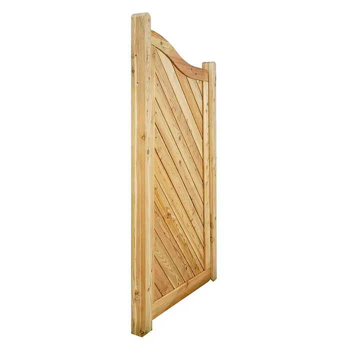 GartenLand Sichtschutzelement NIZZA - B x H: 90 x 165 cm, Holz, Lärche - Gartentor aus hellem Naturholz mit diagonalen Holzlatten.