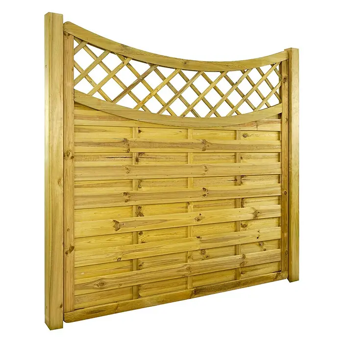 GartenLand Sichtschutzelement VARIO MASSIV - B x H: 180 x 180 cm, Holz, Kiefer KDI Grün - Helles Holzgartenzaunelement mit dekorativem, gebogenem Rankgitter oben. Ideal für Gärten und Sichtschutz.