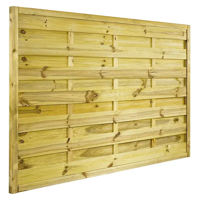 GartenLand Sichtschutzelement VARIO - B x H: 180 x 120 cm, Holz, Kiefer KDI Grün - Helles Holzzaunfeld mit horizontalen, miteinander verwobenen Latten.