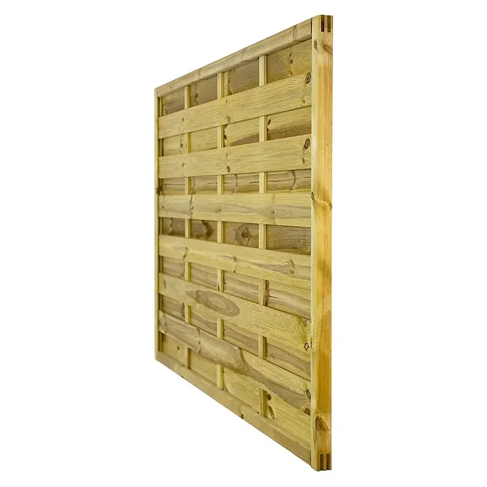 GartenLand Sichtschutzelement VARIO - B x H: 180 x 120 cm, Holz, Kiefer KDI Grün - Helles Holzzaunelement mit verwobenen horizontalen und vertikalen Lamellen.