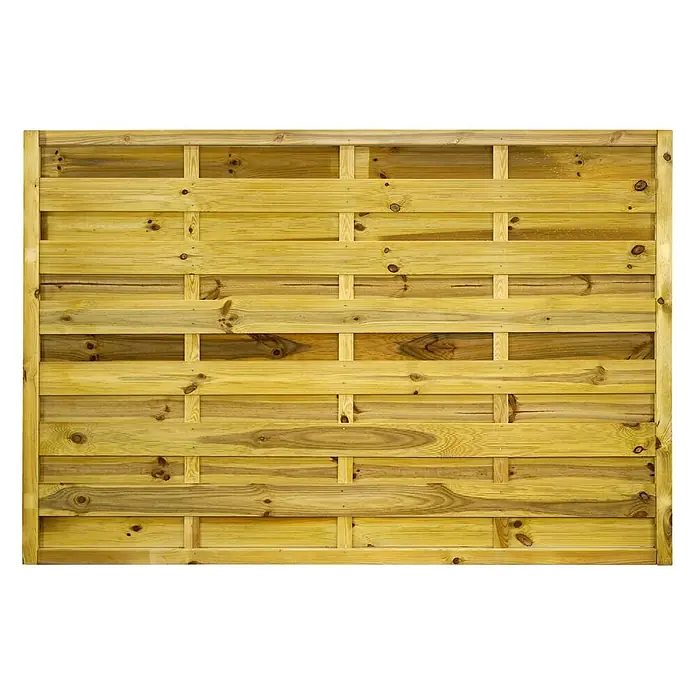 GartenLand Sichtschutzelement VARIO - B x H: 180 x 120 cm, Holz, Kiefer KDI Grün - Helles Holzzaunelement für den Garten mit verflochtenen Querlatten.