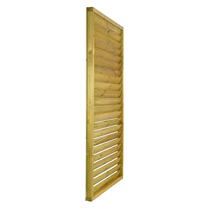 GartenLand Sichtschutzelement LINZ - B x H: 90 x 180 cm, Holz, Fichte KDI Grün - Behandeltes Holzlamellen-Zaunelement mit schrägen Lamellen für Sichtschutz und Licht.